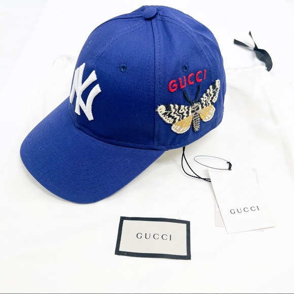 Gucci NY Butterflies Embroidery New York Yankees Cap - Picture 1 of 11